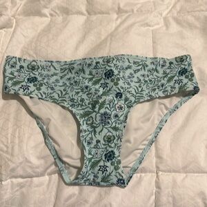 LOFT Elegant Floral Blue and Green Full Coverage Bikini Bottom, size medium